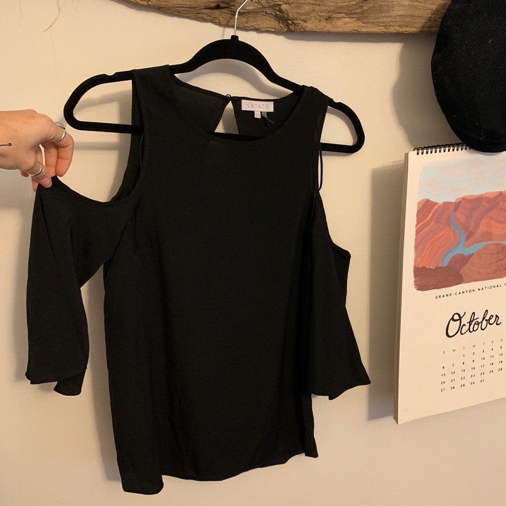 Cold Shoulder Black Blouse - Picture 2 of 5